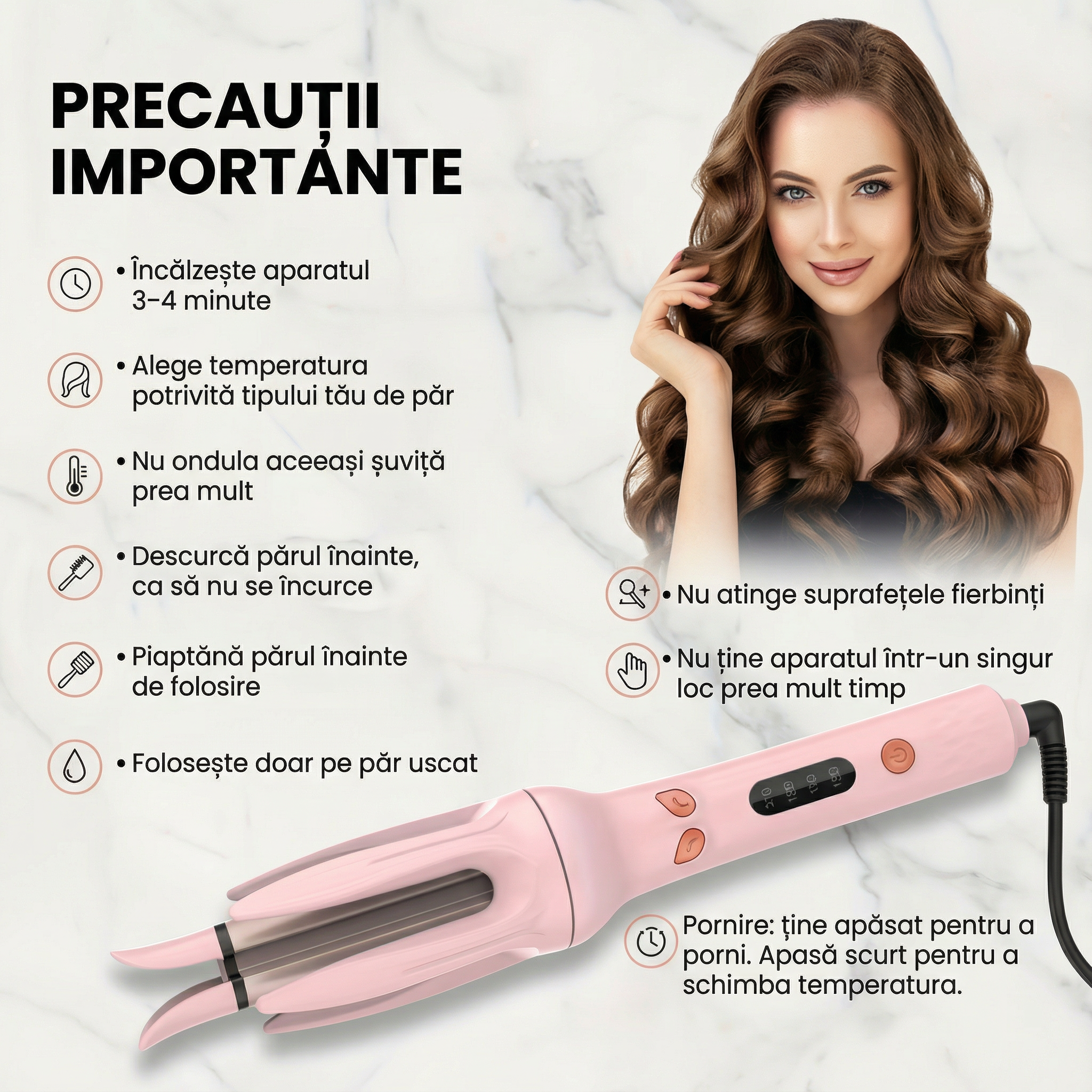 Ondulator Rotativ Anti-Încurcare și Anti-Opărire