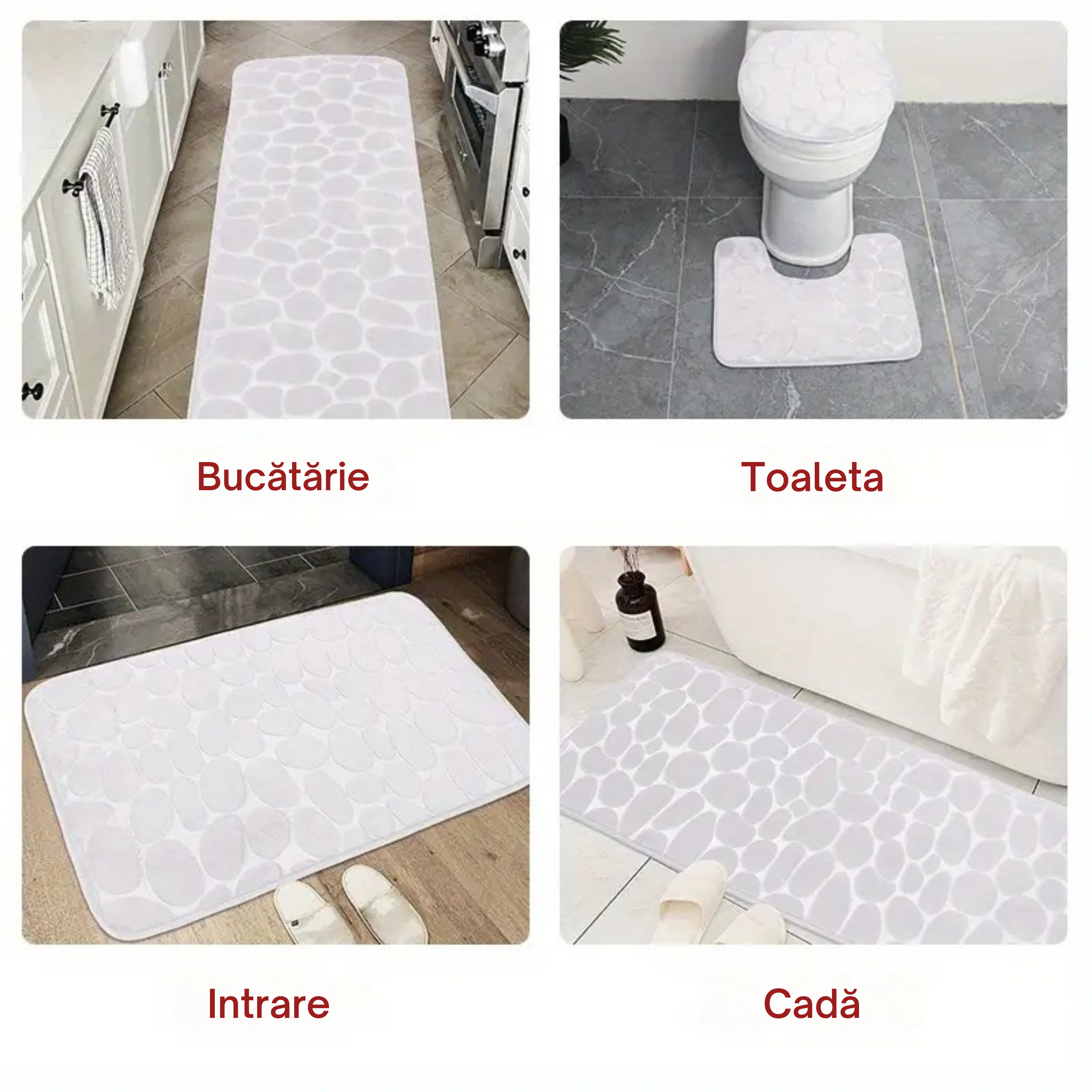 Set 4 Covorașe de Baie Antiderapante