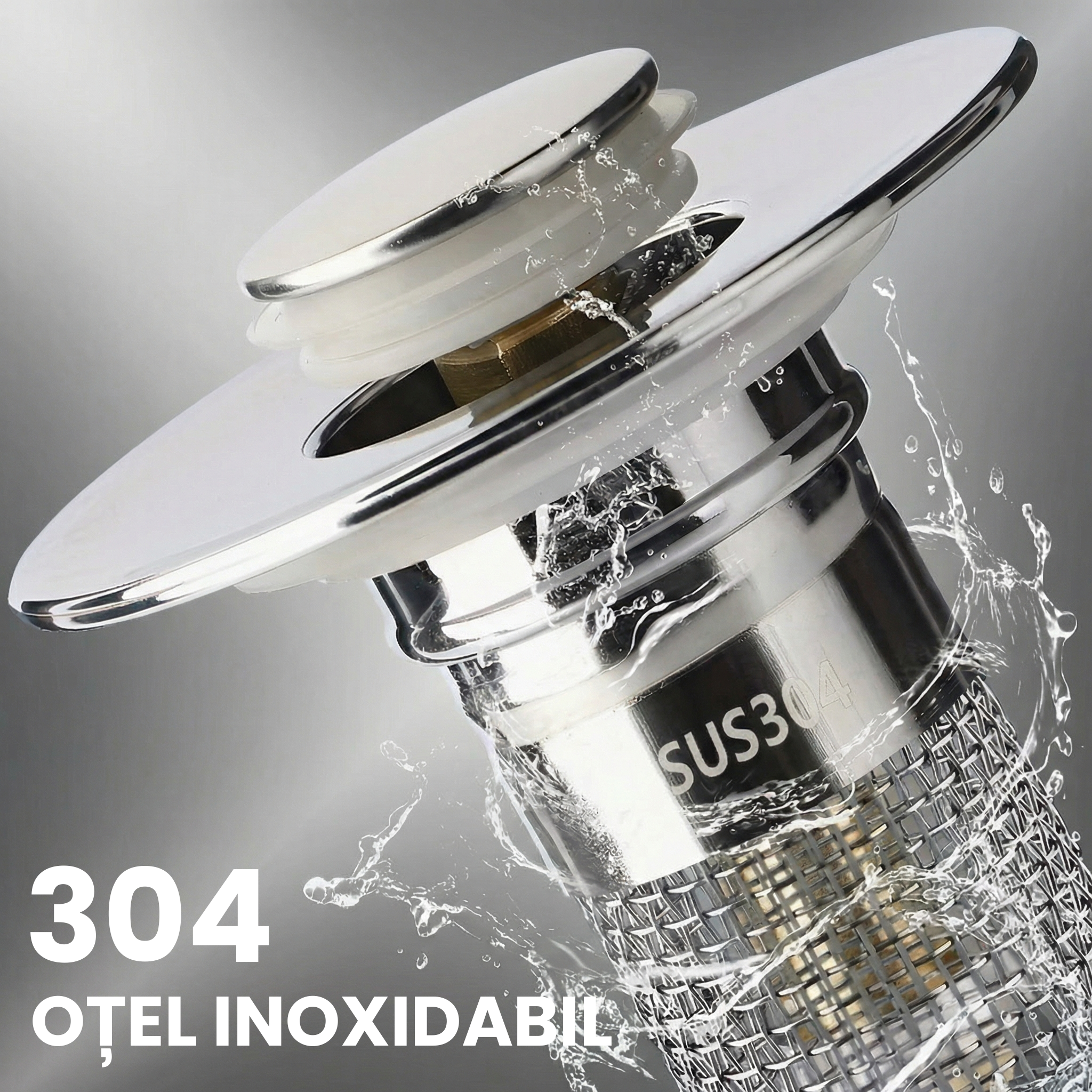 Dop de Scurgere Extensibil pentru Chiuvetă din Oțel Inoxidabil