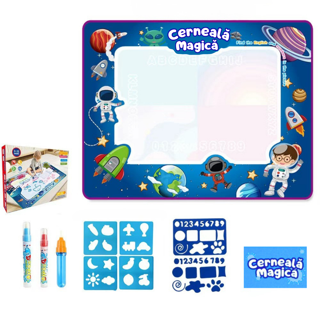 Covoraș Magic™ – Set pentru Desen Fără Murdărie cu Apă + 3 Markere Cadou