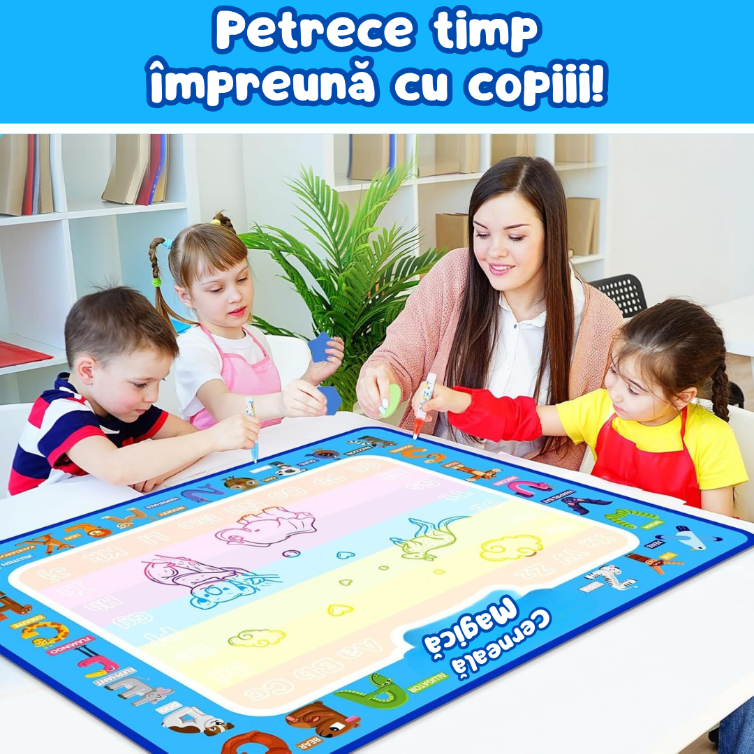 Covoraș Magic™ – Set pentru Desen Fără Murdărie cu Apă + 3 Markere Cadou