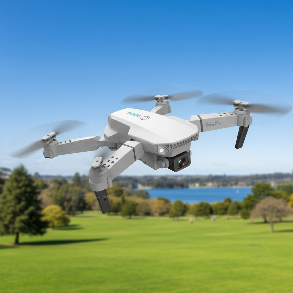 Drona profesională 4K HD Camera duala, WiFi, brate pliabile si transmisie live pe telefon, model E88 Pro, gri