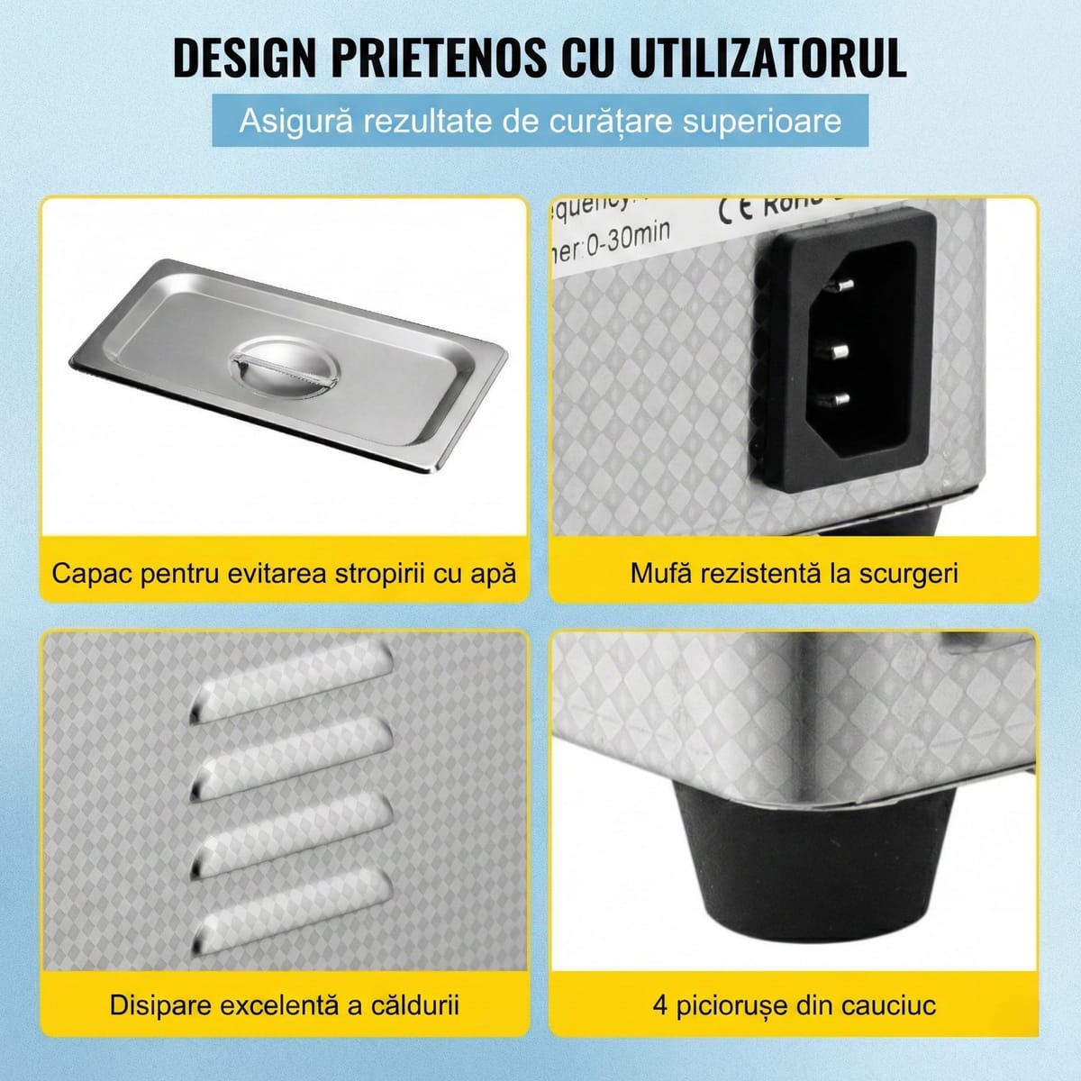 Aparat de Curatare cu Ultrasunete 0.8L, Digital, 35W, Inox - Pentru Bijuterii, Ochelari si Uz Casnic/Comercial