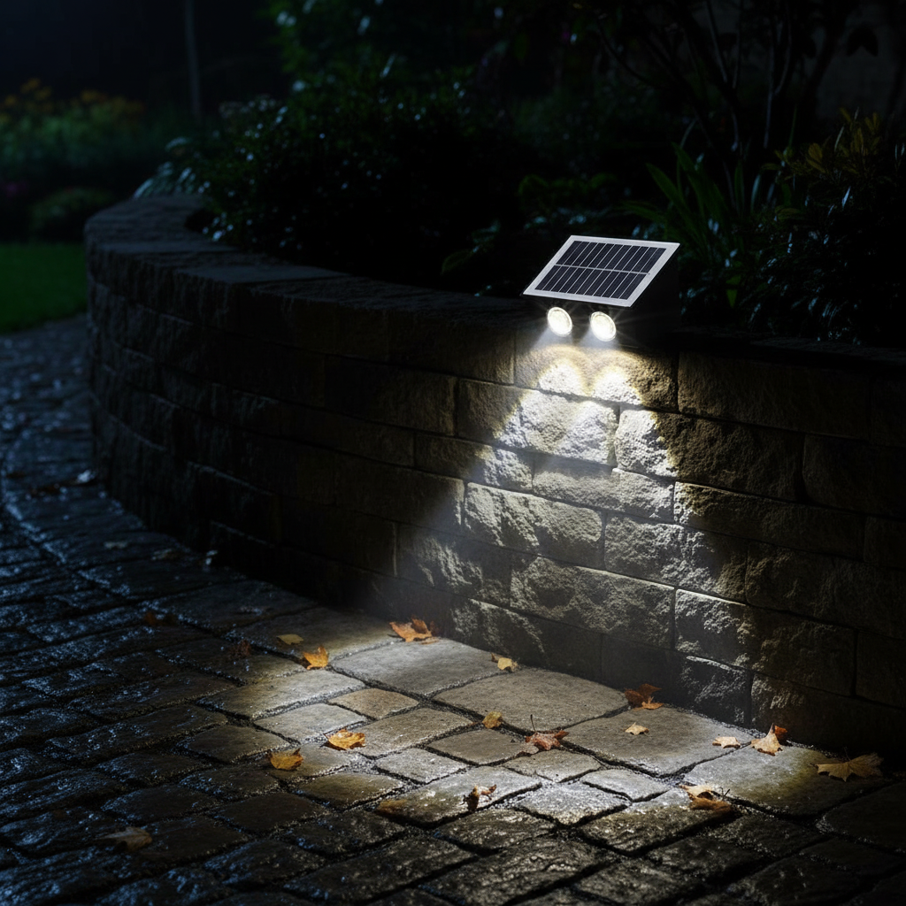 Aplica LED solara exterior 4W, neagra, pentru perete gradina si alei