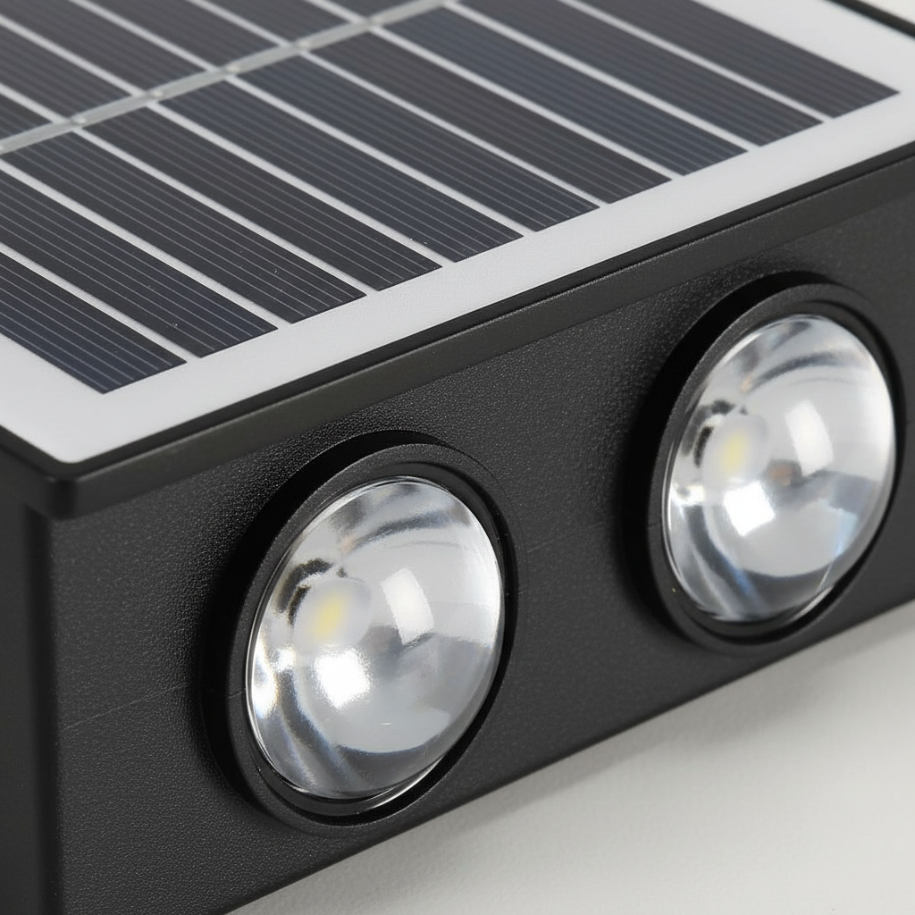Aplica LED solara exterior 4W, neagra, pentru perete gradina si alei