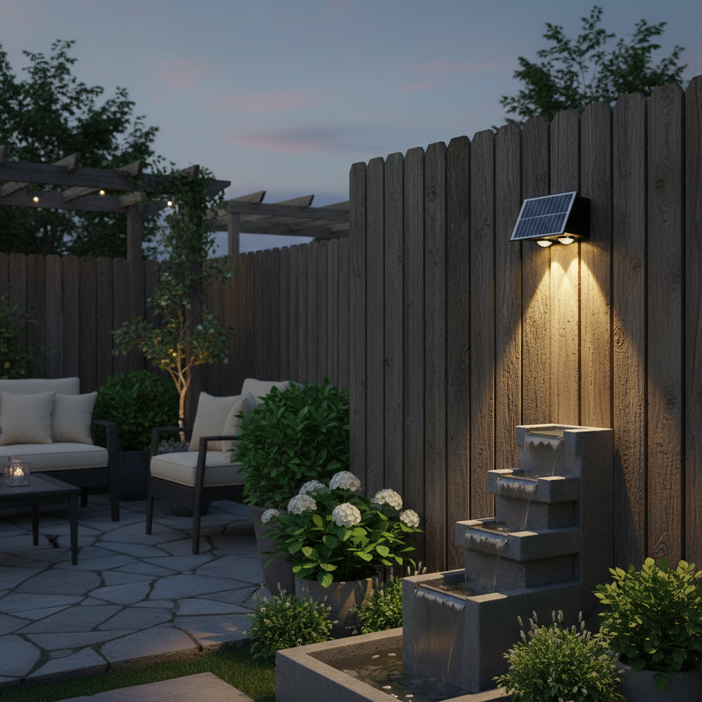 Aplica LED solara exterior 4W, neagra, pentru perete gradina si alei
