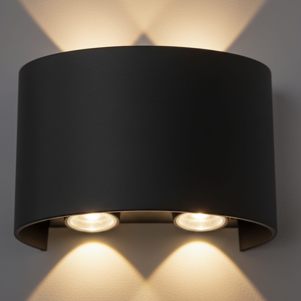 Aplica perete exterior LED 4W, finisaj negru, lumină alb cald, design modern