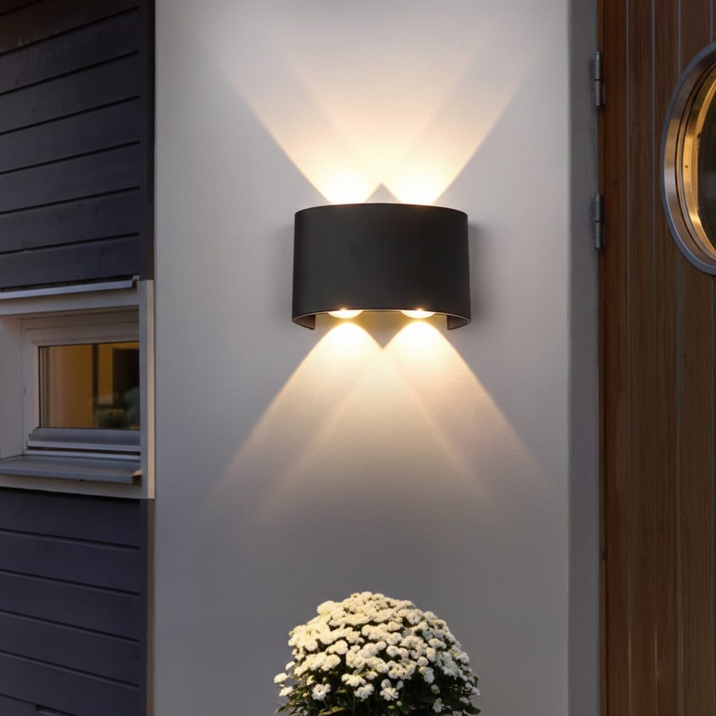 Aplica perete exterior LED 4W, finisaj negru, lumină alb cald, design modern