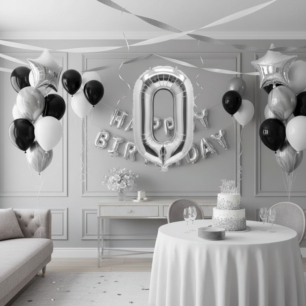 Balon din folie argintie, cifra aniversara 0, 80 cm