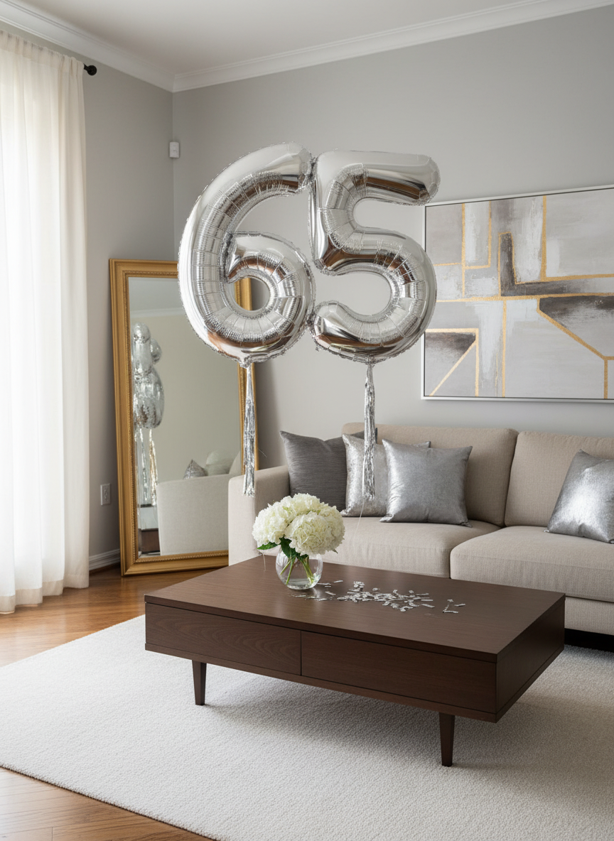 Balon din folie argintie, cifra aniversara 6, 85 cm
