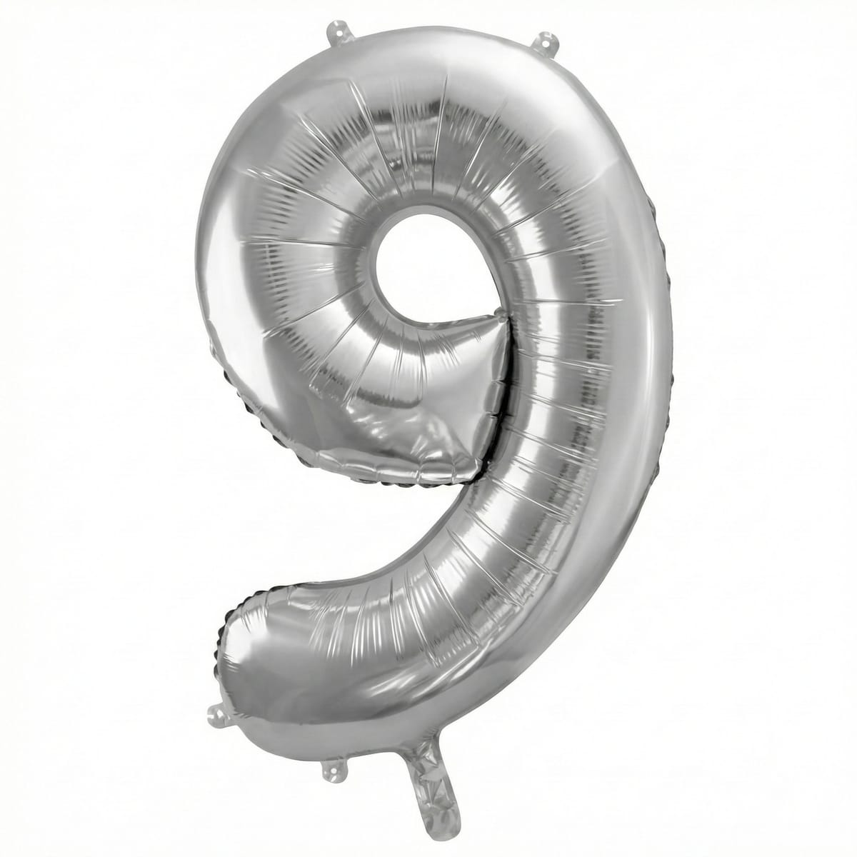 Balon din folie argintie, cifra aniversara 9, 90 cm