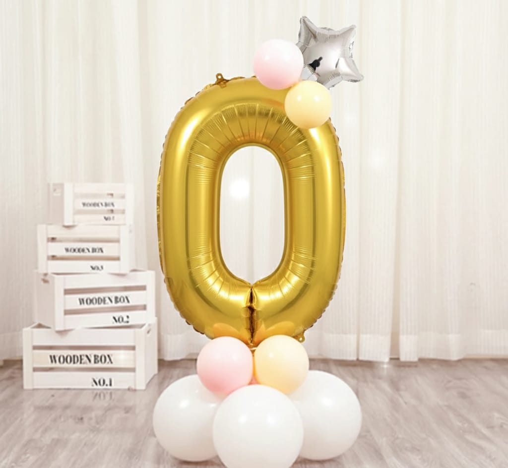 Balon din folie, cifra aniversara 0, 80 cm