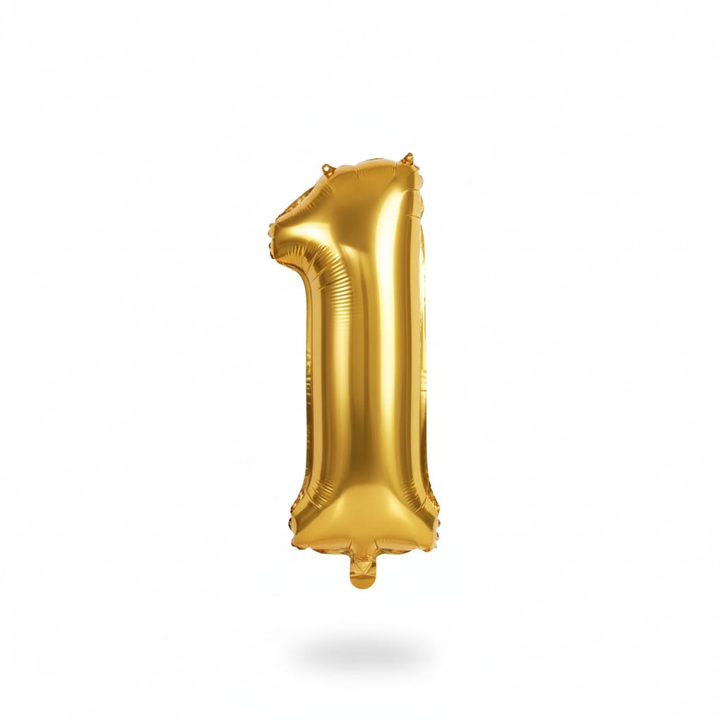 Balon din folie, cifra aniversara 1, 90 cm