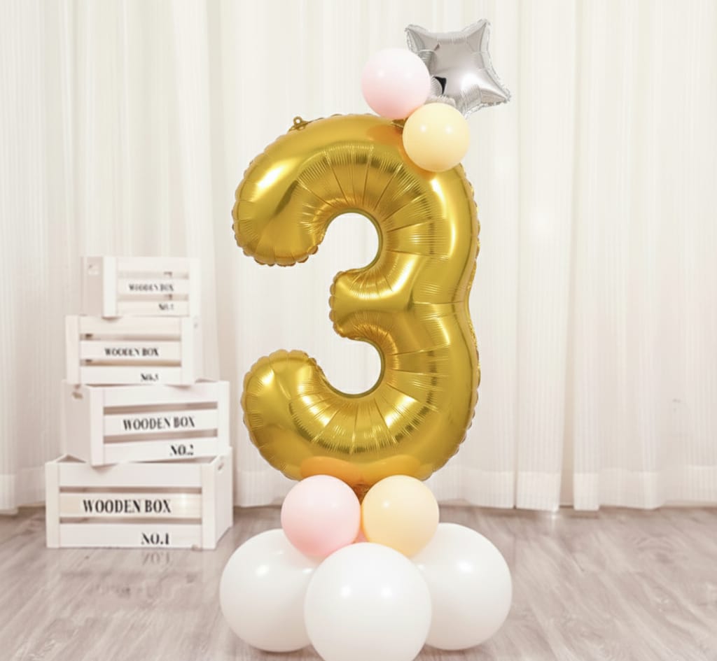 Balon din folie, cifra aniversara 3, 90 cm