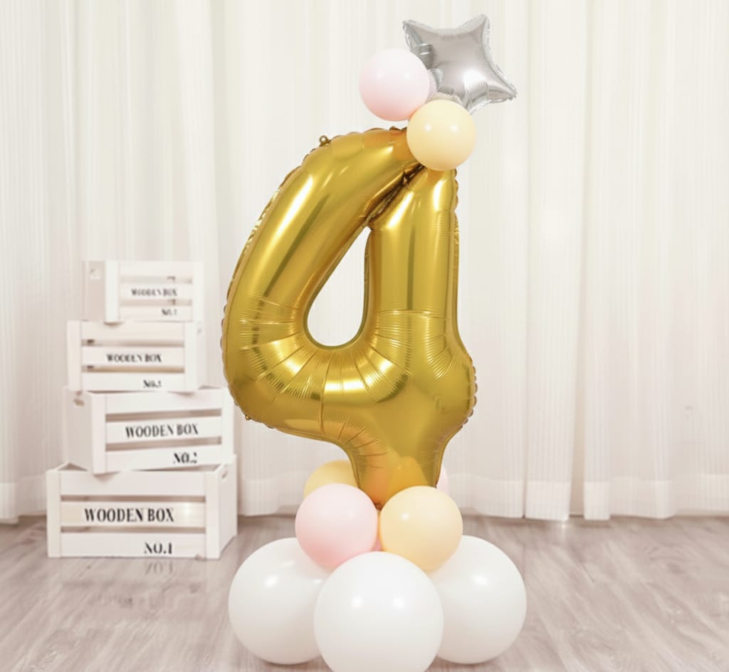 Balon din folie, cifra aniversara 4, 80 cm