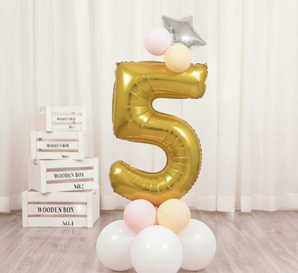 Balon din folie, cifra aniversara 5, 90 cm