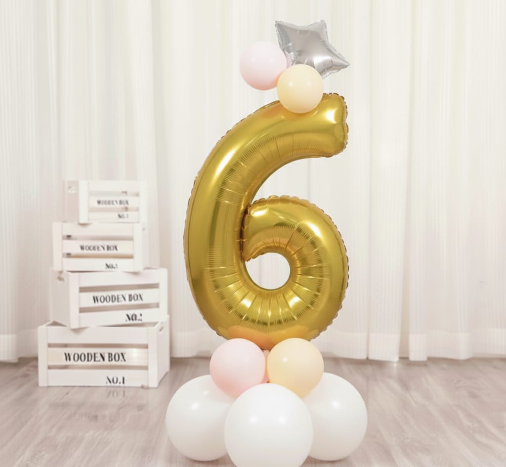 Balon din folie, cifra aniversara 6, 85 cm