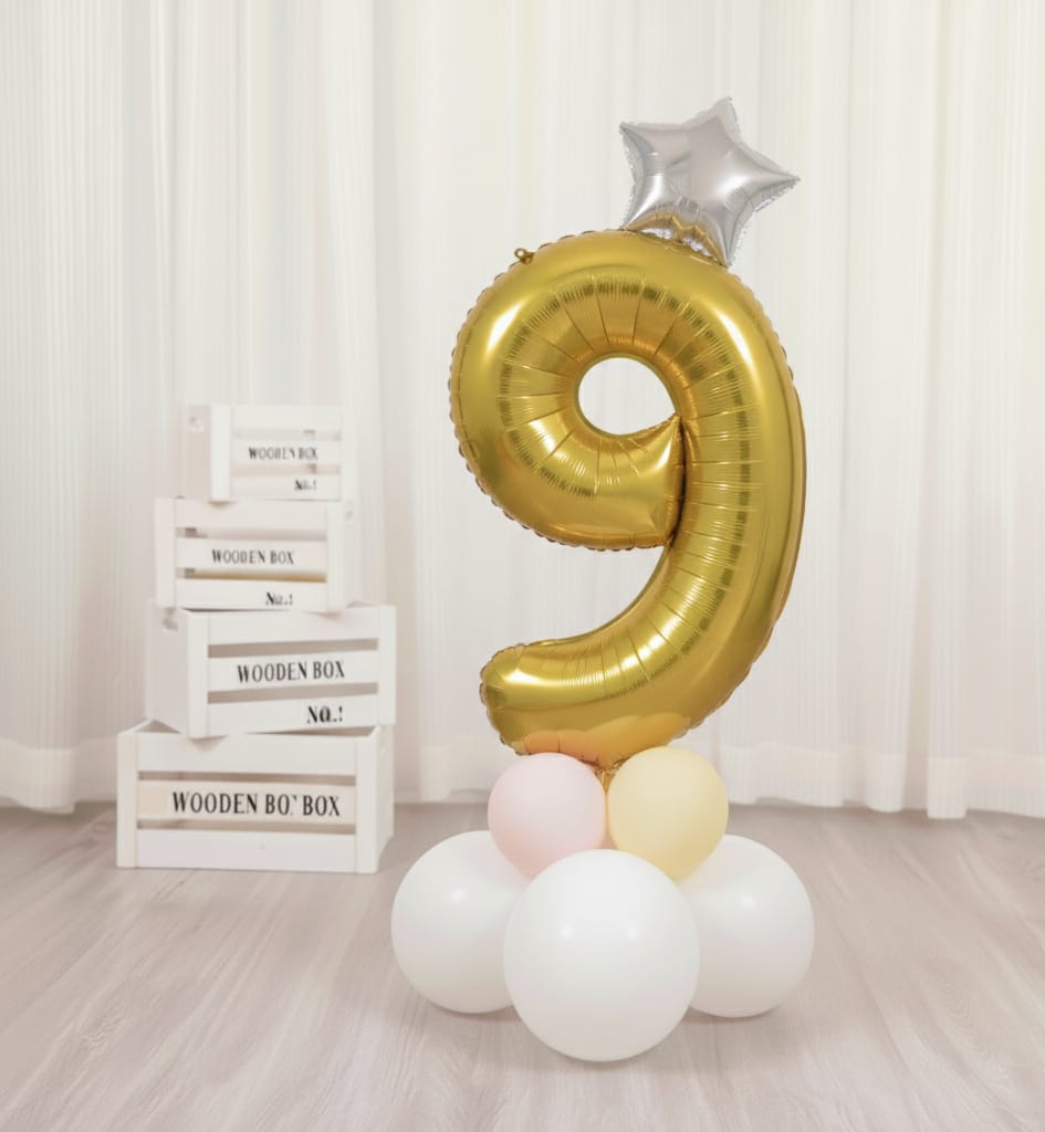 Balon din folie, cifra aniversara 9, 90 cm