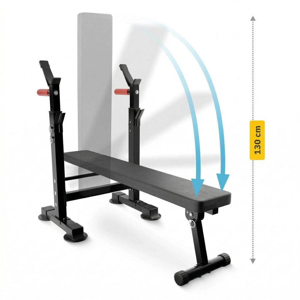 Banca de Haltere Pliabila cu Suport PRO+, Negru, Sarcina Maxima 230kg