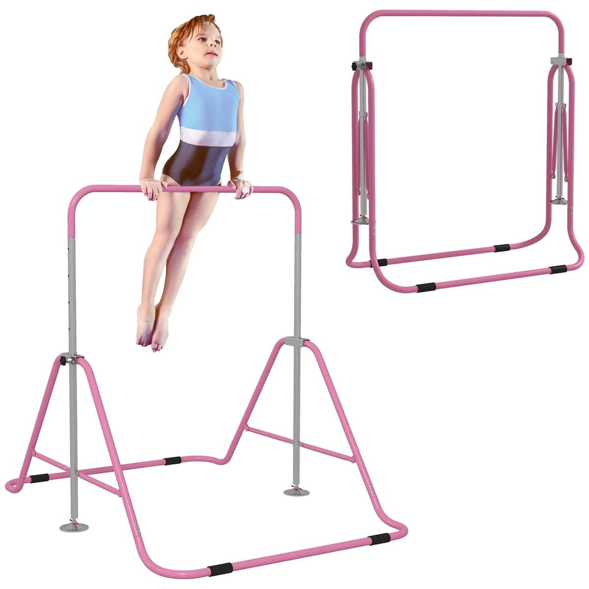Bara de Tractiuni Pliabila pentru Copii, Inaltime Reglabila, Otel Robust, 148 x 105 x 88 cm