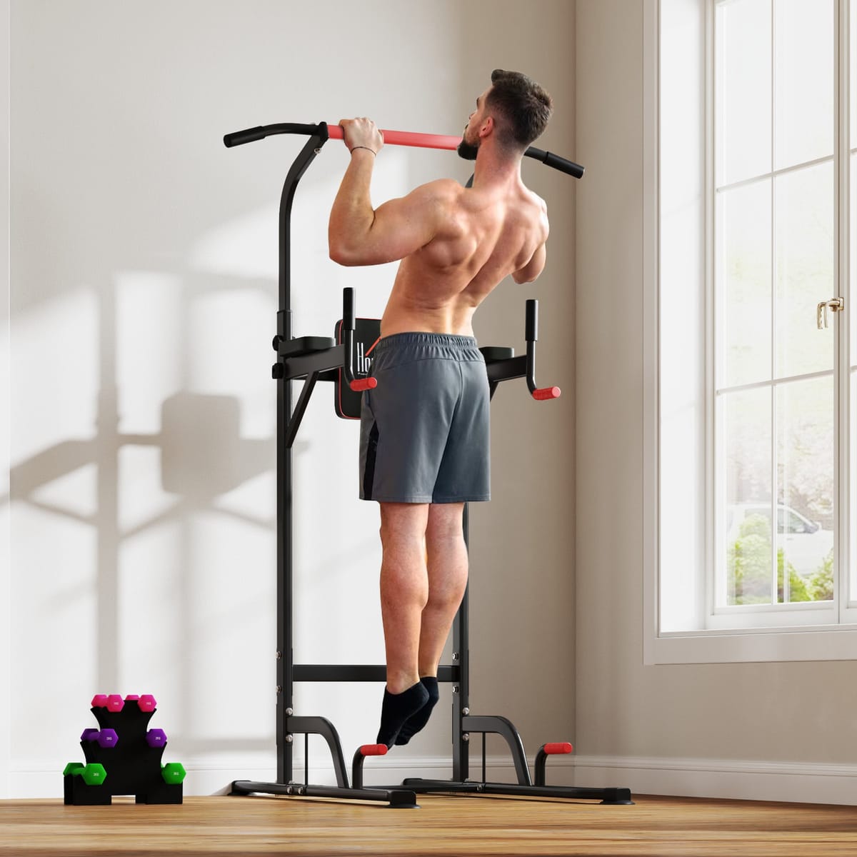 Bara de Tractiuni si Statie Fitness Multifunctionala – Inaltime Reglabila, 120 kg