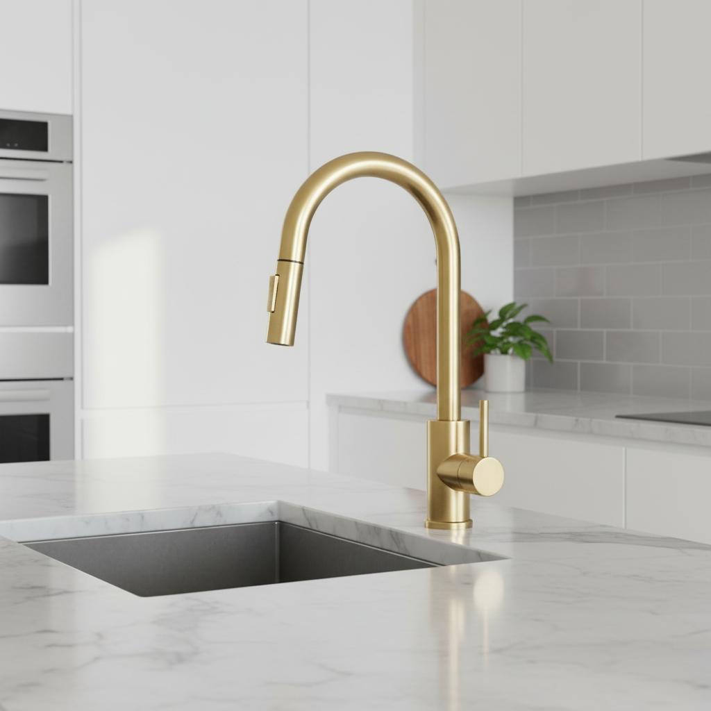 Baterie de bucatarie Gold Brushed – Eleganta contemporana