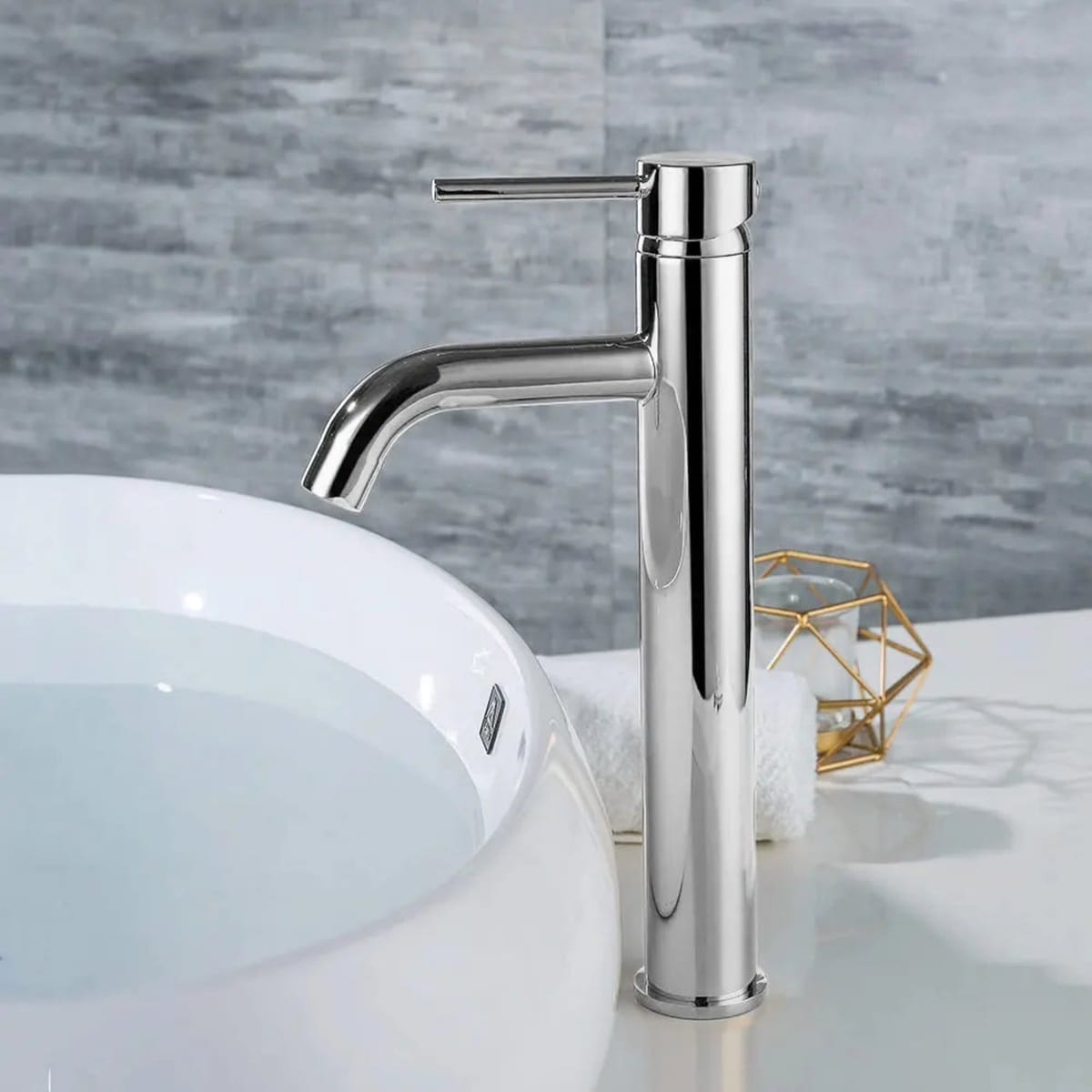 Baterie Lavoar Crom Lungo, Montaj pe Blat sau Lavoar, Design Clasic