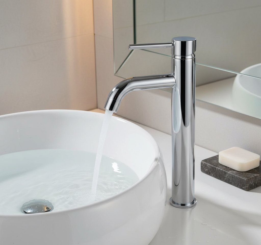 Baterie Lavoar Crom Lungo, Montaj pe Blat sau Lavoar, Design Clasic