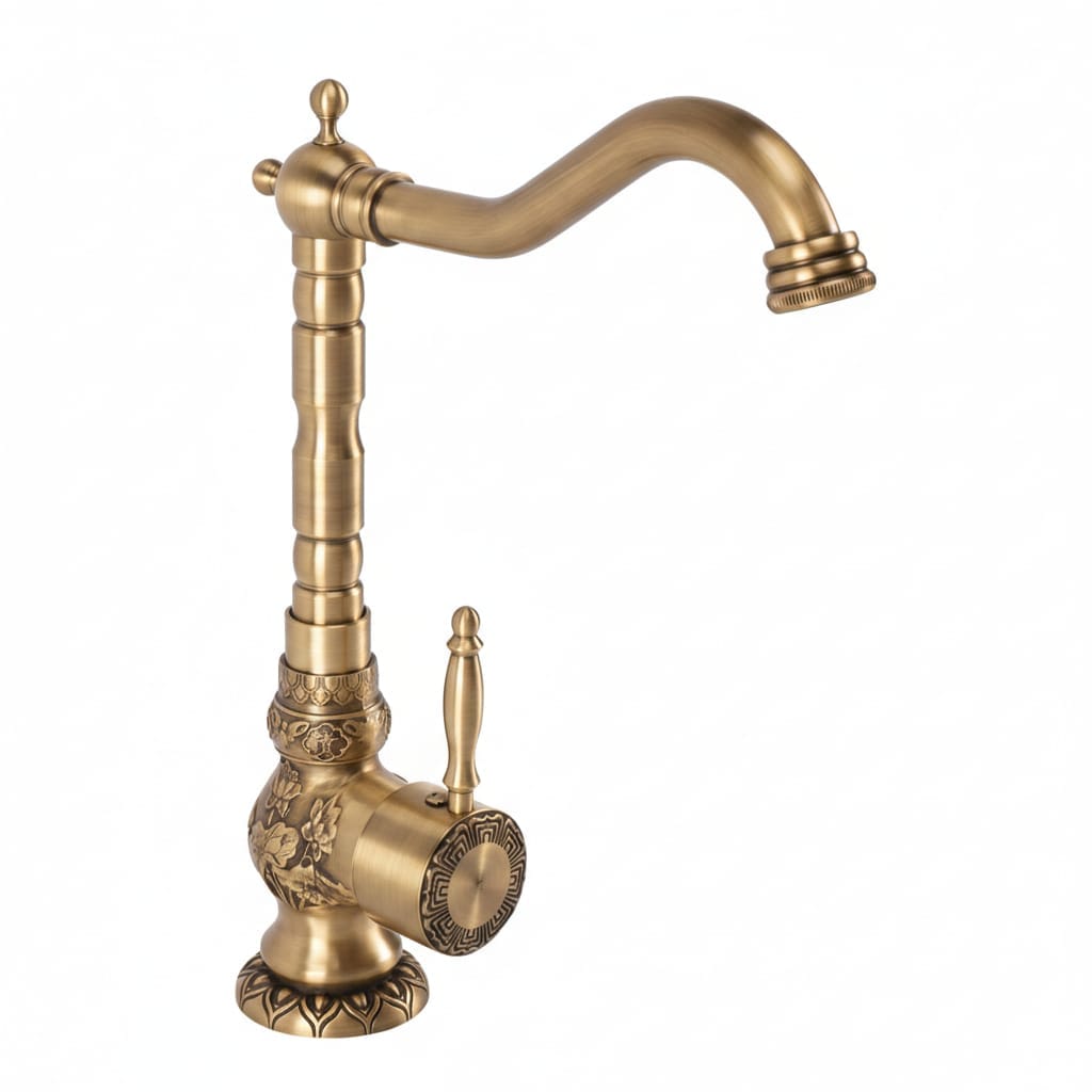 Baterie lavoar Venice, bronz antic, cap ceramic durabil, design clasic