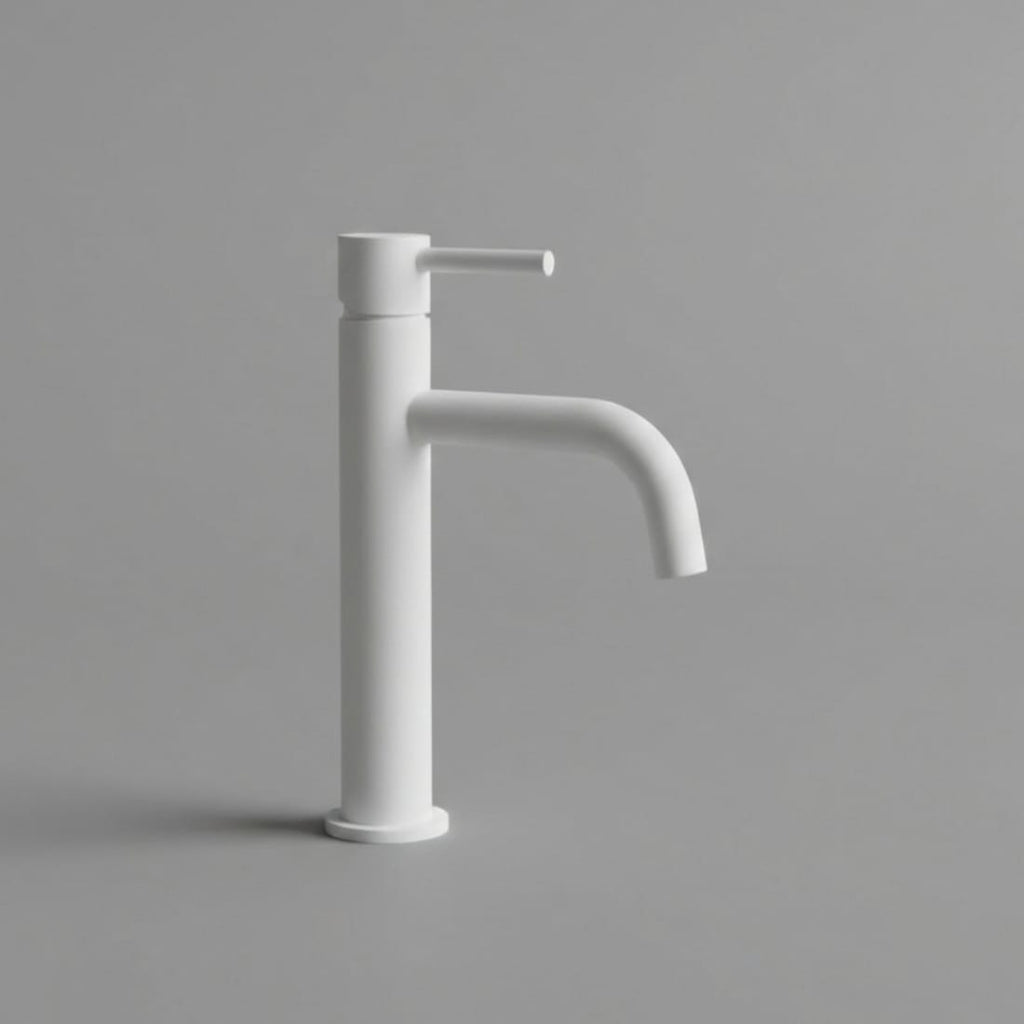 Baterie Lavoar White High Alb Lucios, Montaj pe Blat, Design Minimalist