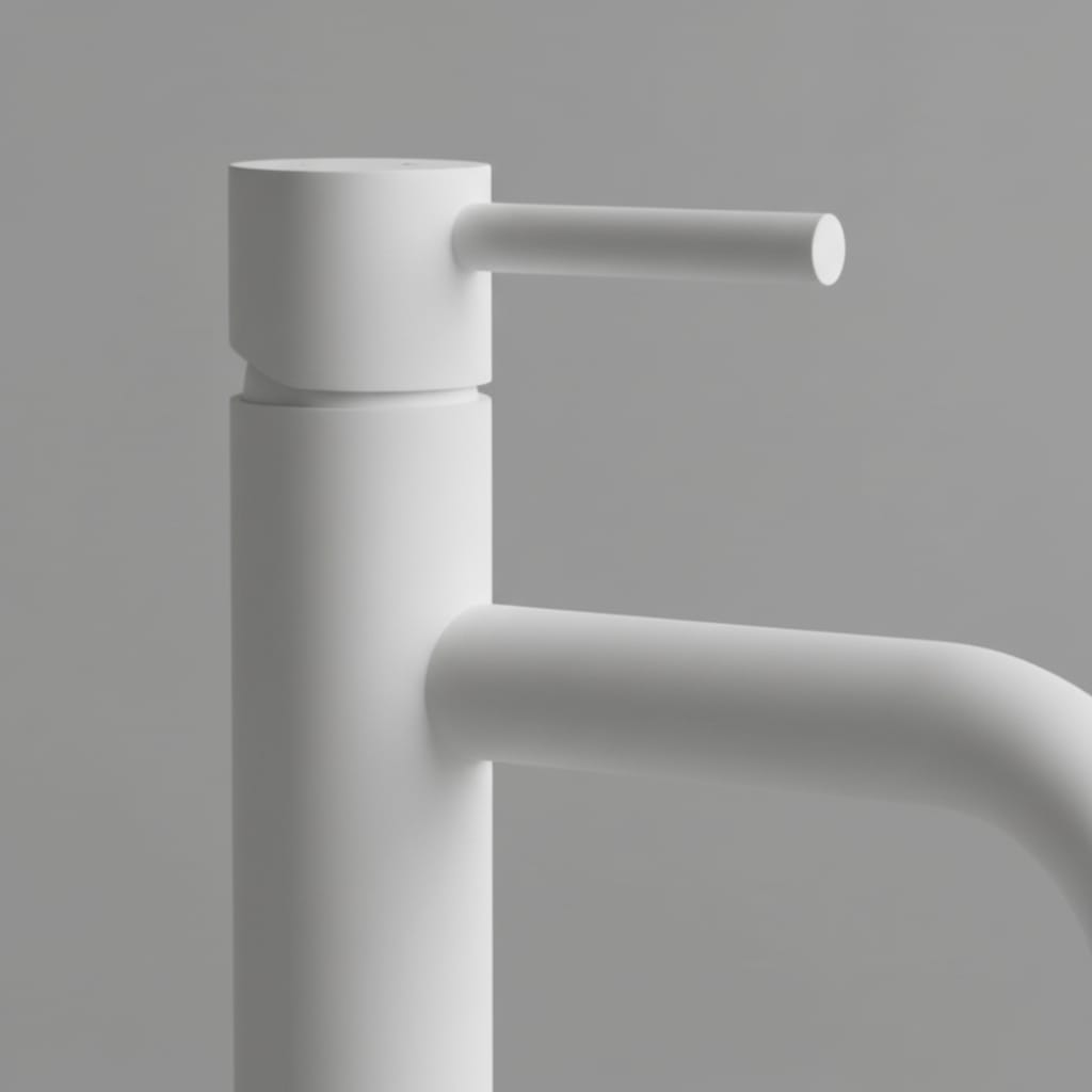 Baterie Lavoar White High Alb Lucios, Montaj pe Blat, Design Minimalist