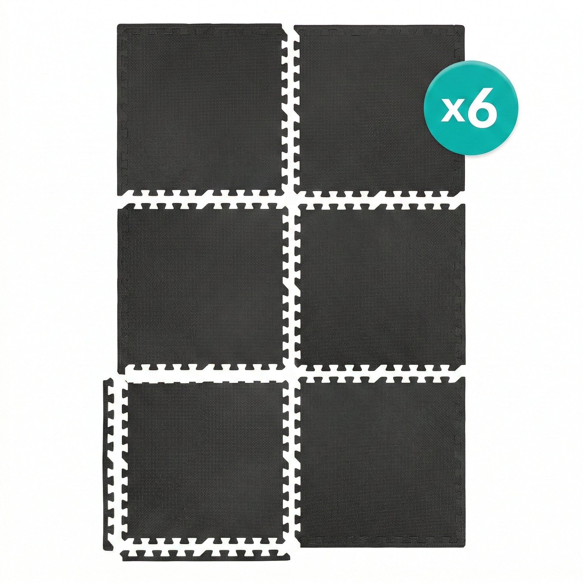 Covoras tip Puzzle pentru Sport si Fitness, Spuma EVA, Set 6 bucati, Protectie Podea Antiderapanta, 180 x 120 x 1 cm, Negru