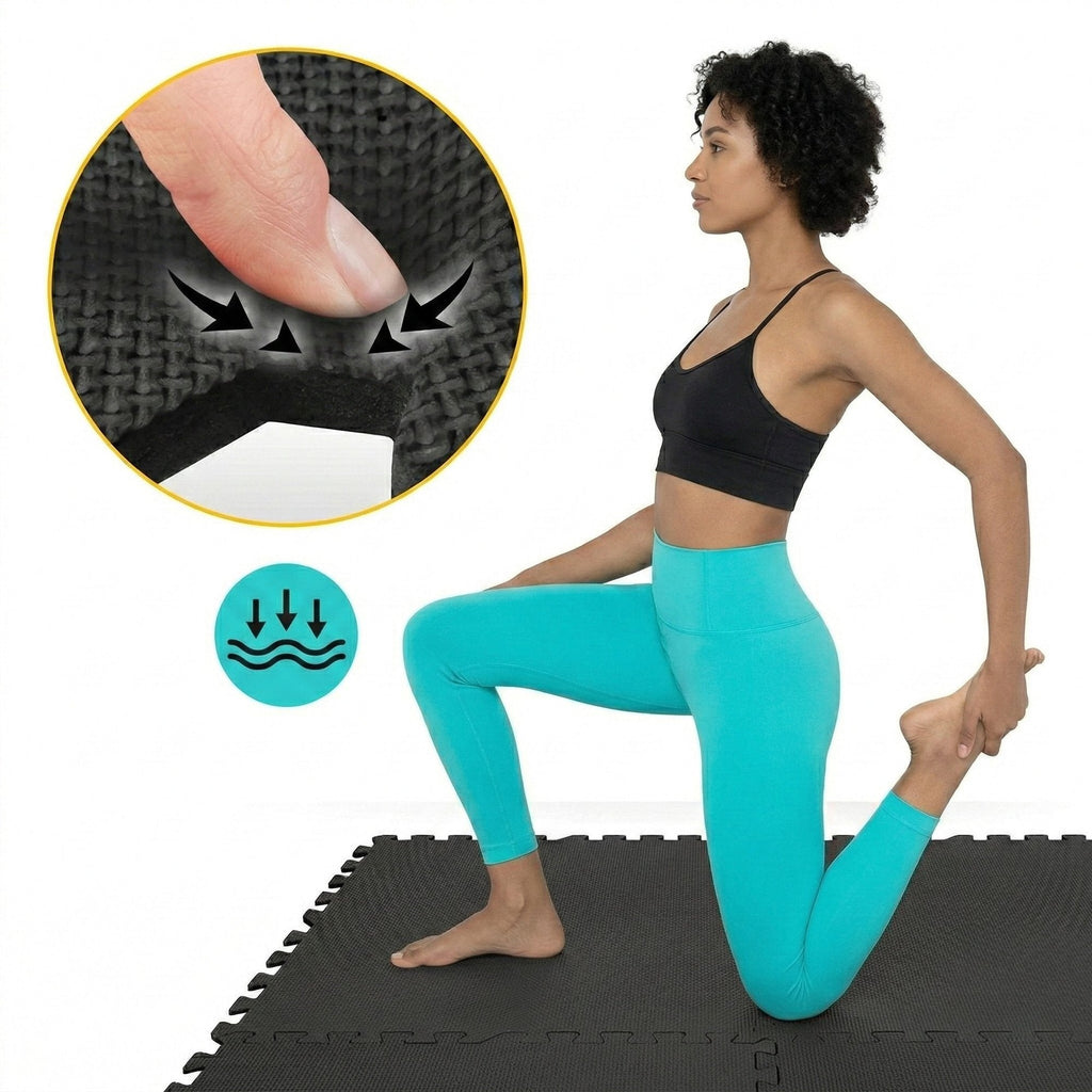Covoras tip Puzzle pentru Sport si Fitness, Spuma EVA, Set 6 bucati, Protectie Podea Antiderapanta, 180 x 120 x 1 cm, Negru