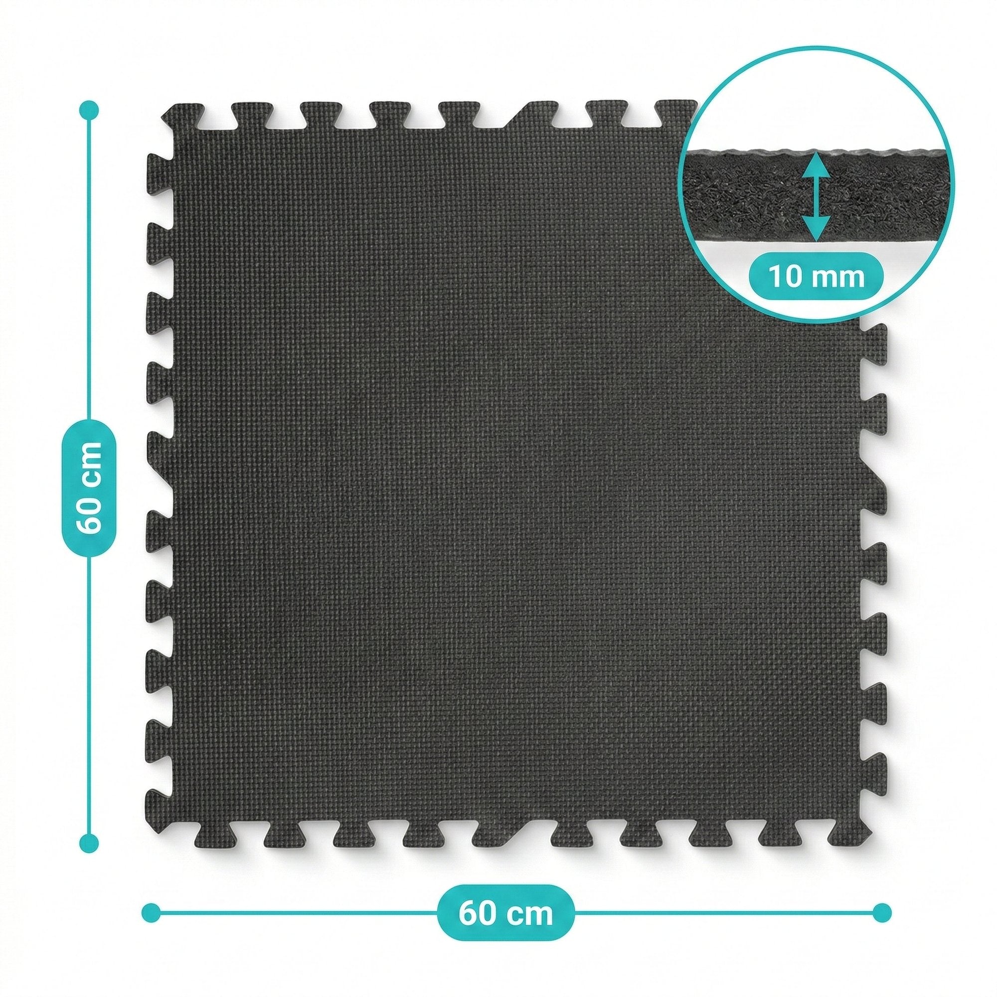 Covoras tip Puzzle pentru Sport si Fitness, Spuma EVA, Set 6 bucati, Protectie Podea Antiderapanta, 180 x 120 x 1 cm, Negru