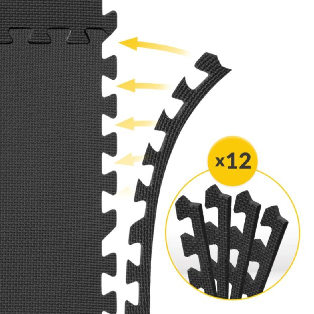 Covoras tip Puzzle pentru Sport si Fitness, Spuma EVA, Set 6 bucati, Protectie Podea Antiderapanta, 180 x 120 x 1 cm, Negru