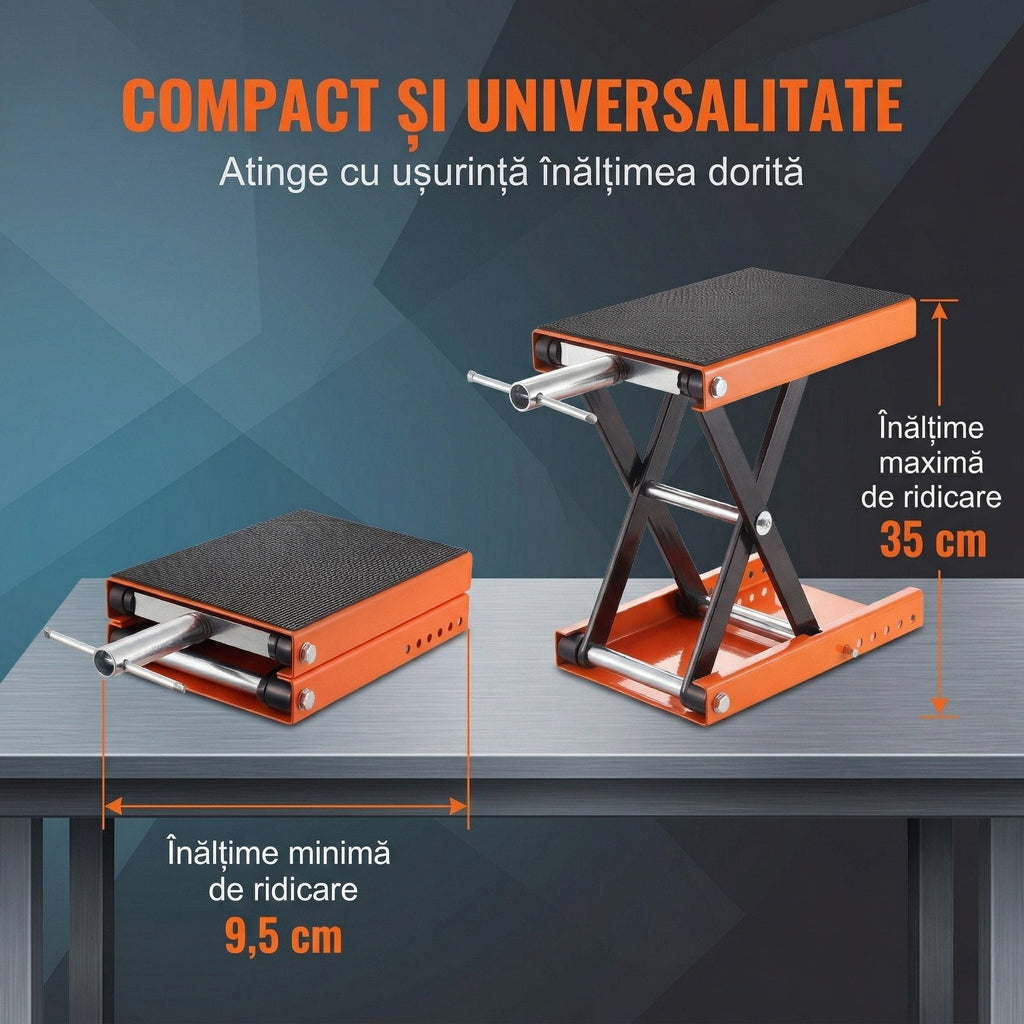 Cric Tip Foarfeca pentru Motociclete Si ATV-uri – Capacitate 500 kg, Platforma Lata