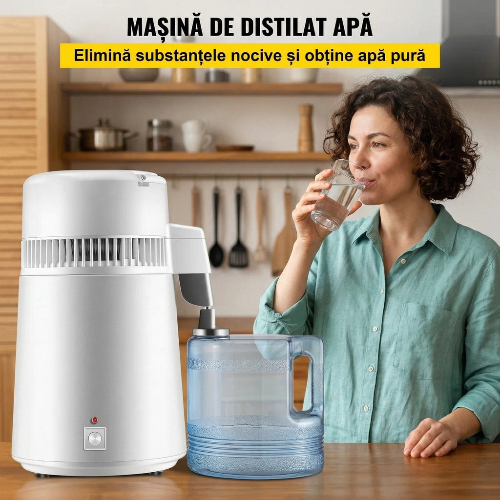 Distilator de Apa 4L, 750W, Inox, Eficienta Superioara, Ideal pentru Acasa si Birou