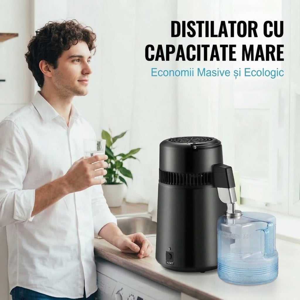 Distilator și Purificator de Apă, 4L, Inox 304, Eficiență și Versatilitate