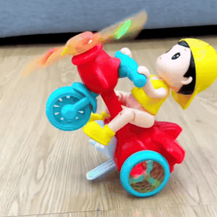 Motocicletă cu Lumini pentru Copii – Jucărie Interactivă cu Băiețel, Roșie