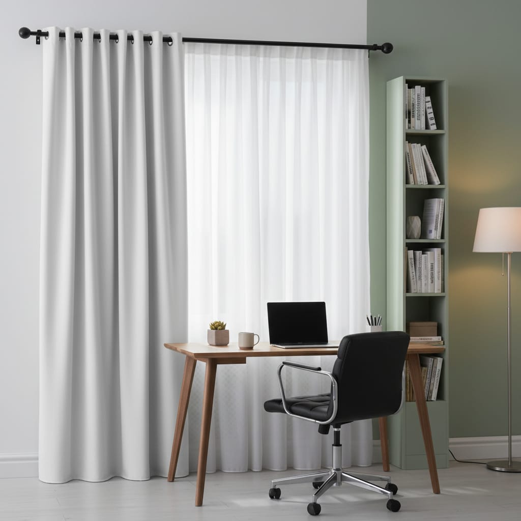 Draperie Blackout Alba cu Inele Argintii 140x244 cm – Opacitate 90%
