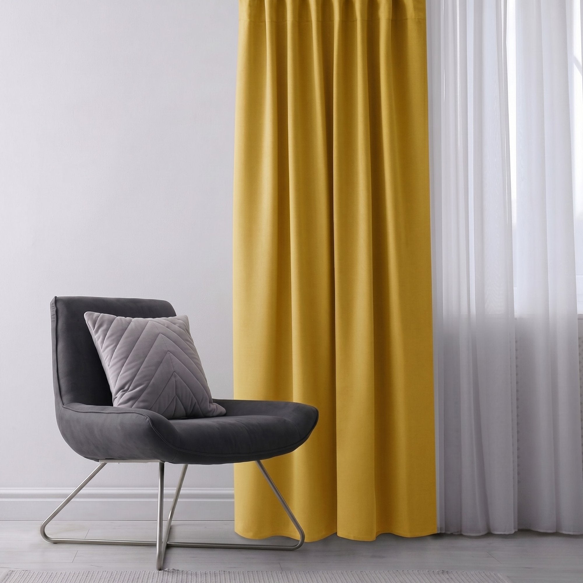 Draperie Blackout cu inele Galben Muștar 140x244 cm – Opacitate 90%