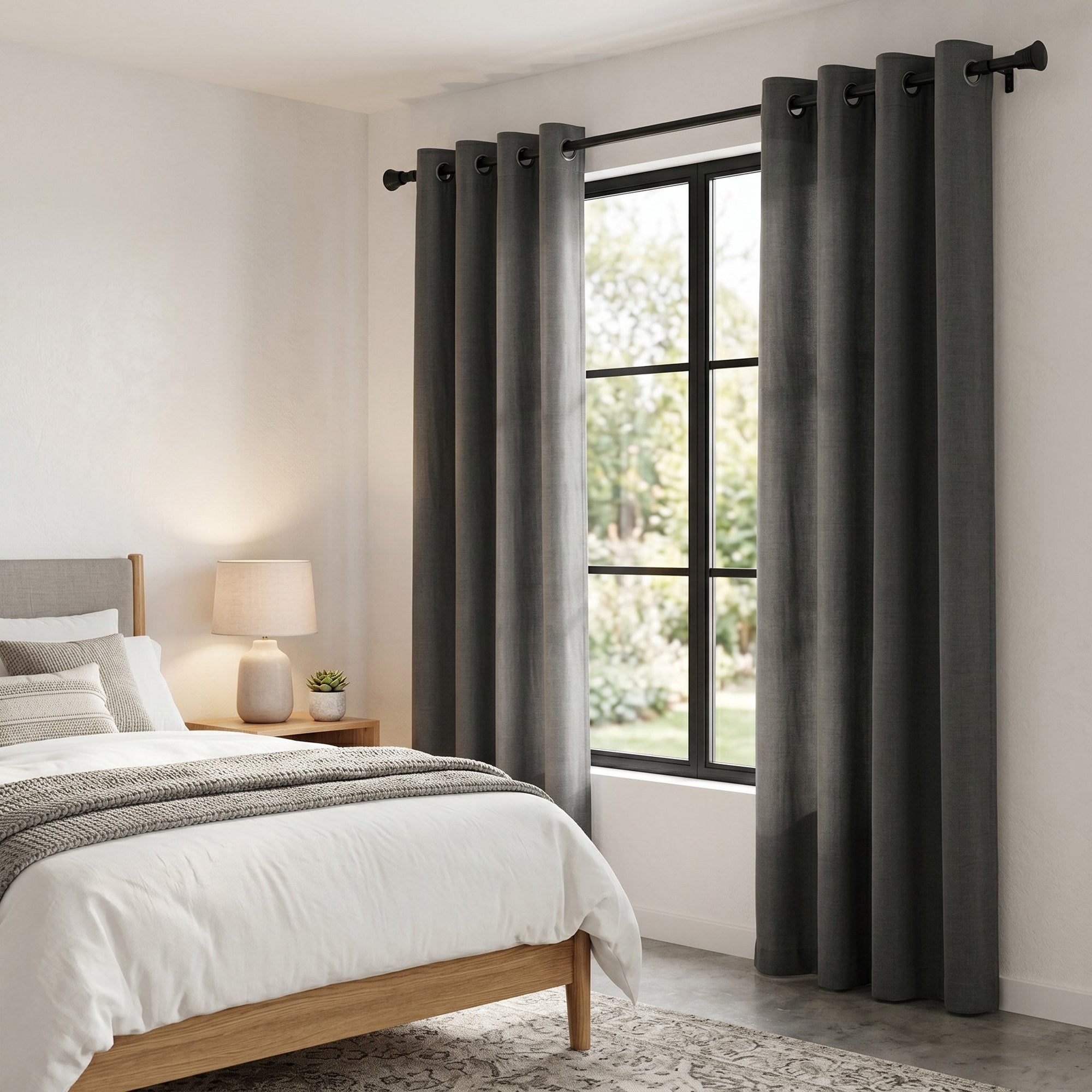 Draperie Blackout cu inele Gri 140x262 cm – Opacitate 90%