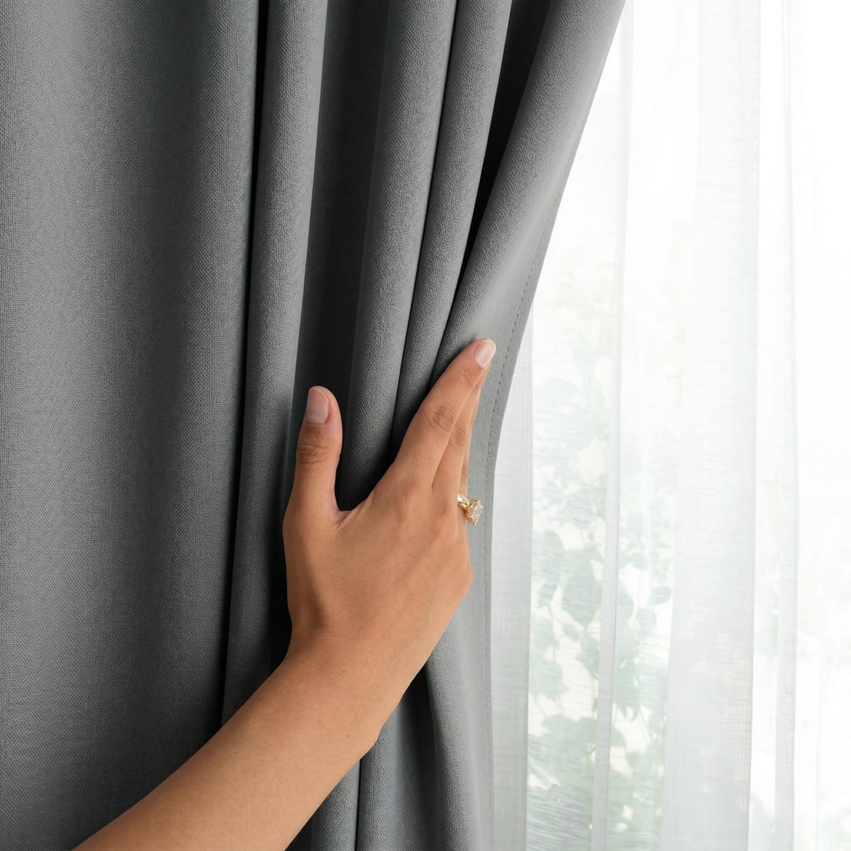 Draperie Blackout cu inele Gri 140x262 cm – Opacitate 90%