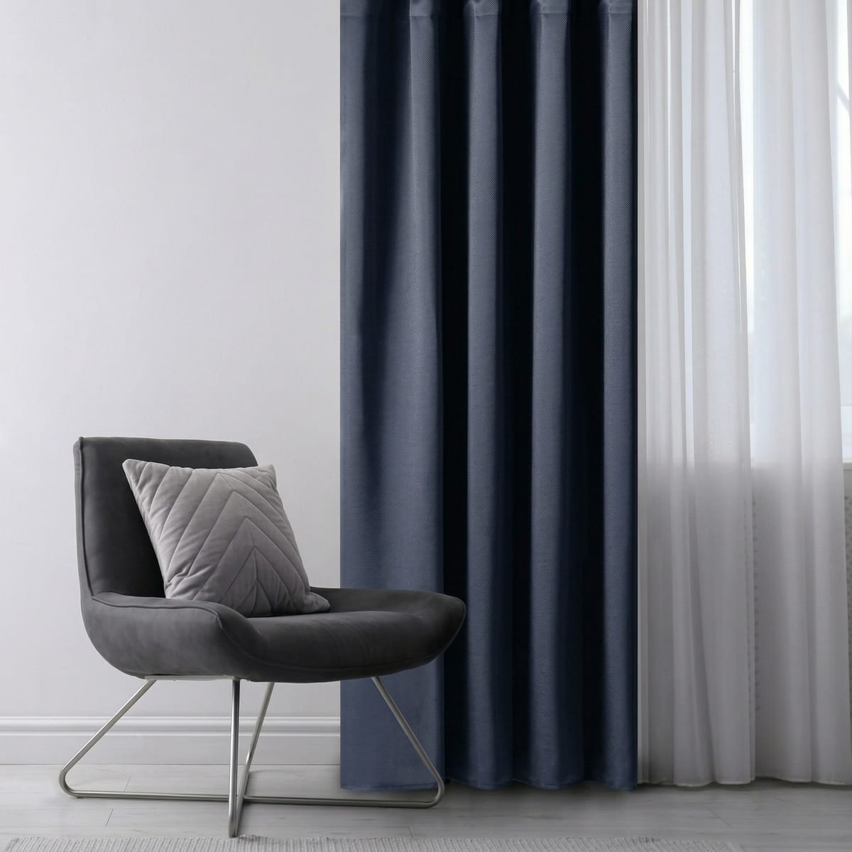Draperie Blackout cu rejansa Albastru Indigo 140x262 cm – Opacitate 90%