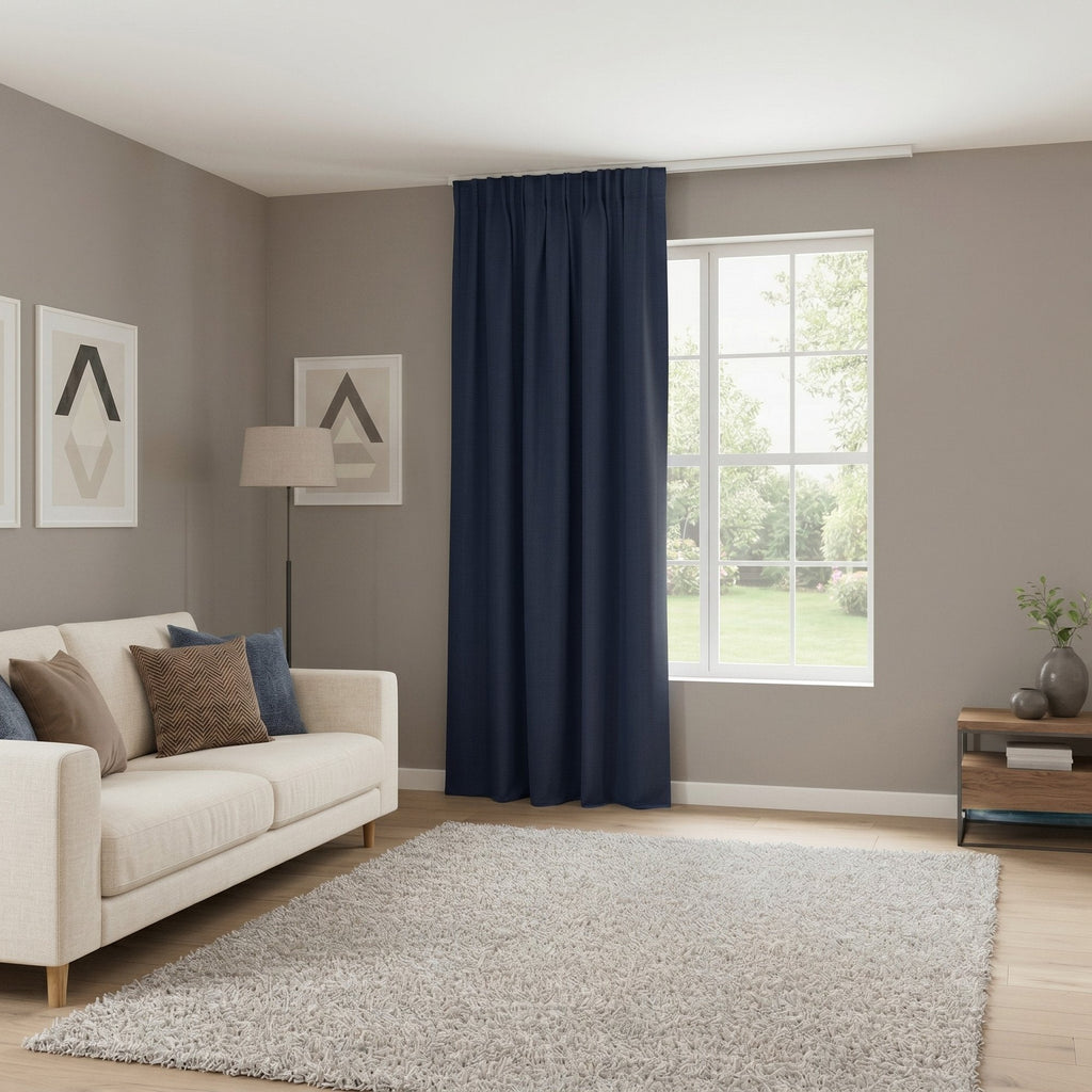 Draperie Blackout cu rejansa Albastru Indigo 140x262 cm – Opacitate 90%