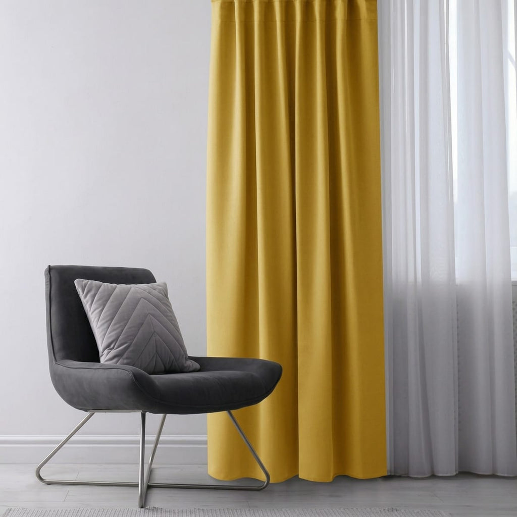 Draperie Blackout cu rejansa Galben Mustar 140x244 cm – Opacitate 90%