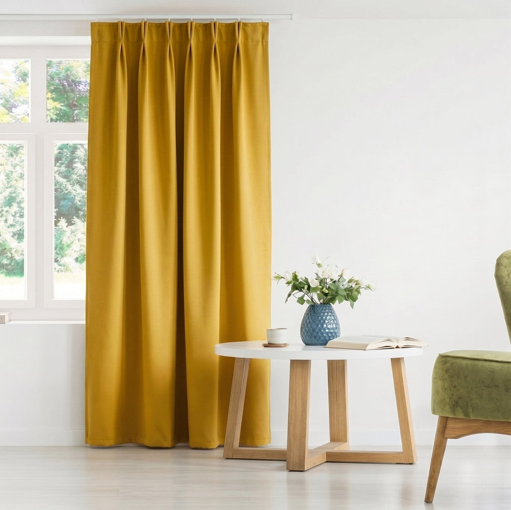 Draperie Blackout cu rejansa Galben Mustar 140x262 cm – Opacitate 90%