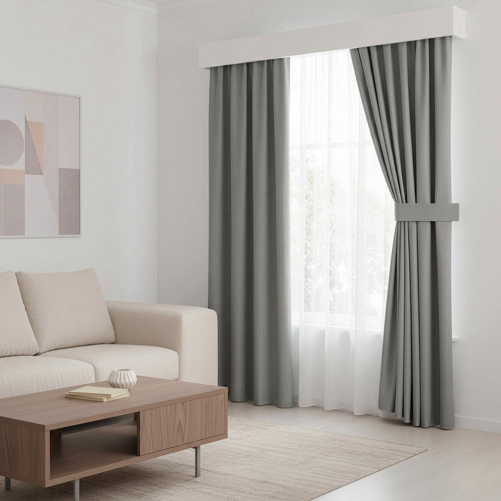 Draperie Blackout cu rejansa Gri 140x244 cm – Opacitate 90%