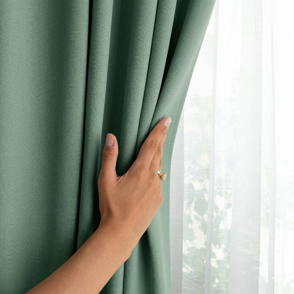 Draperie Blackout cu rejansa Verde Menta 140x262 cm – Opacitate 90%