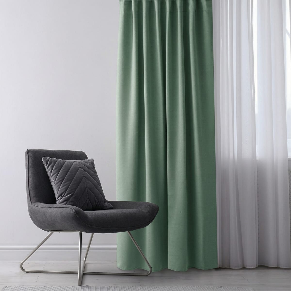 Draperie Blackout cu rejansa Verde Menta 140x262 cm – Opacitate 90%